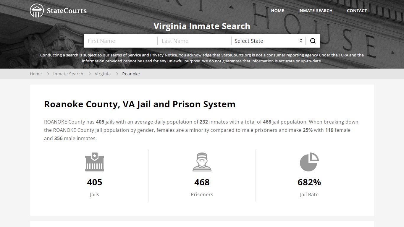Roanoke County, VA Inmate Search - StateCourts