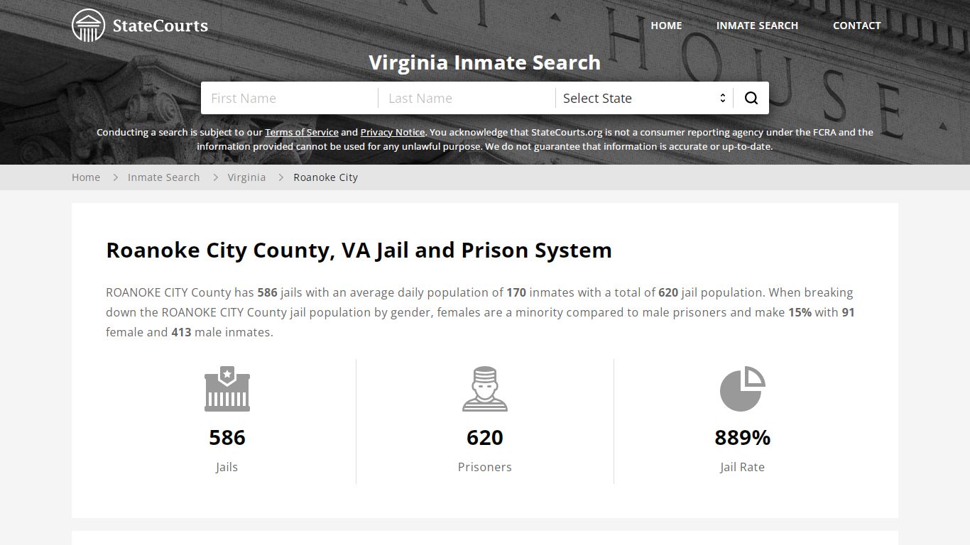 Roanoke City County, VA Inmate Search - StateCourts